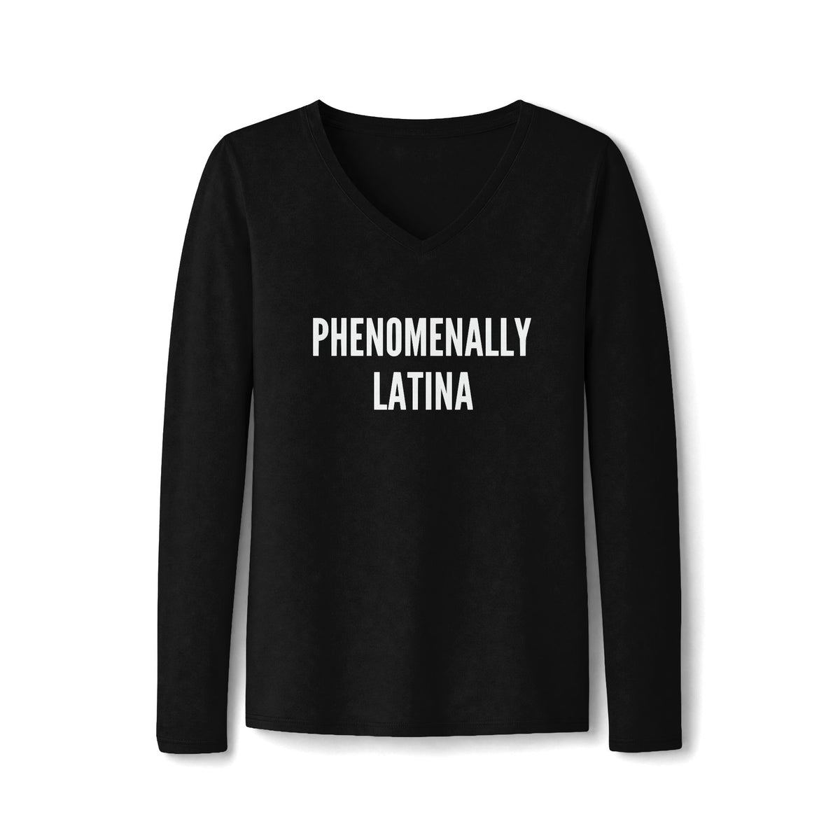 Plain White V-Neck Long Sleeve Tee