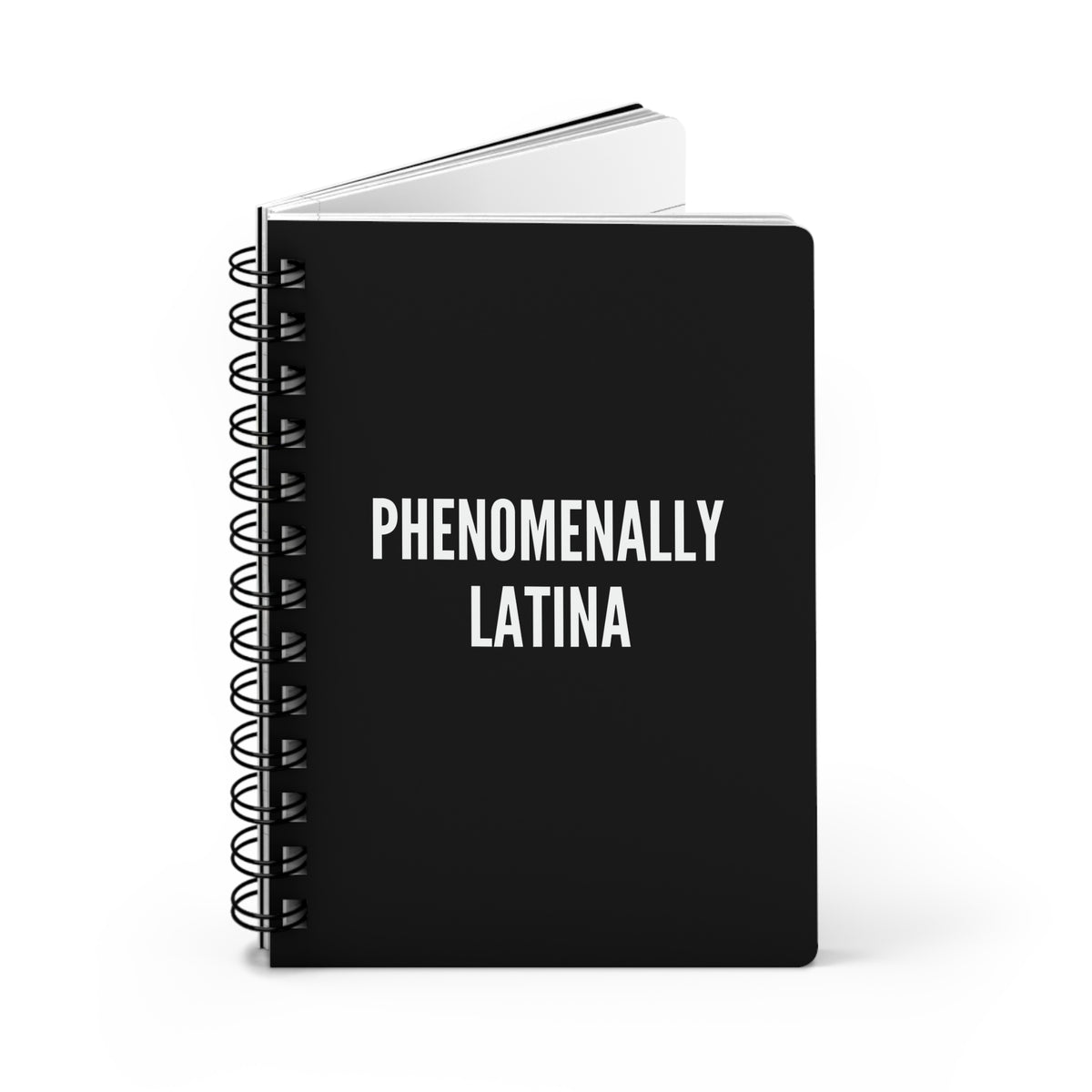 Phenomenally Latina Spiral Journal | Black Cover, Bold White Text