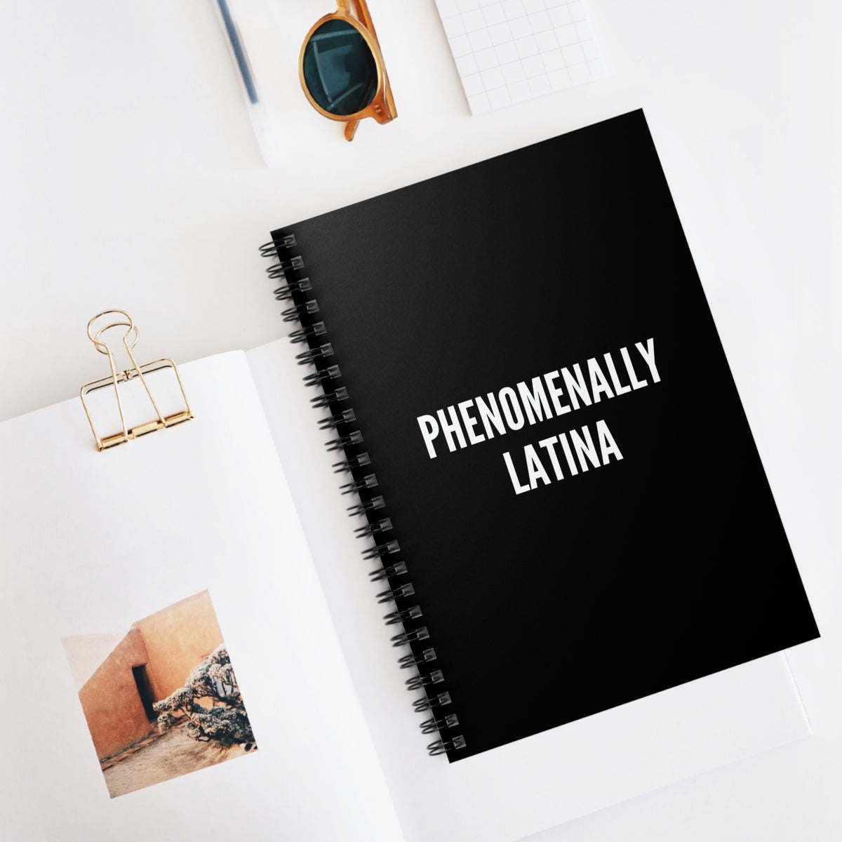 Phenomenally Latina Spiral Notebook | Ruled Lines, Black Cover