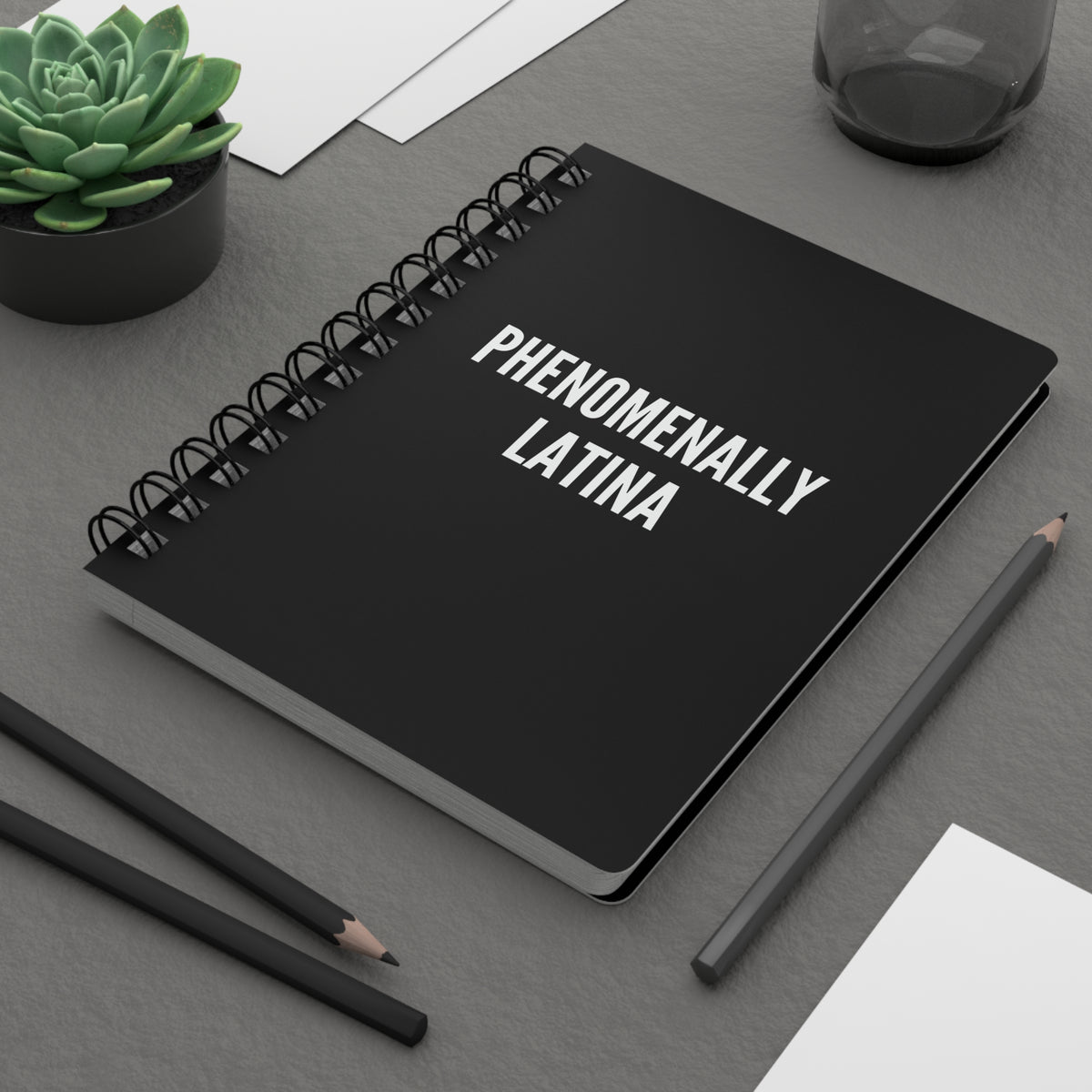 Phenomenally Latina Spiral Journal | Black Cover, Bold White Text