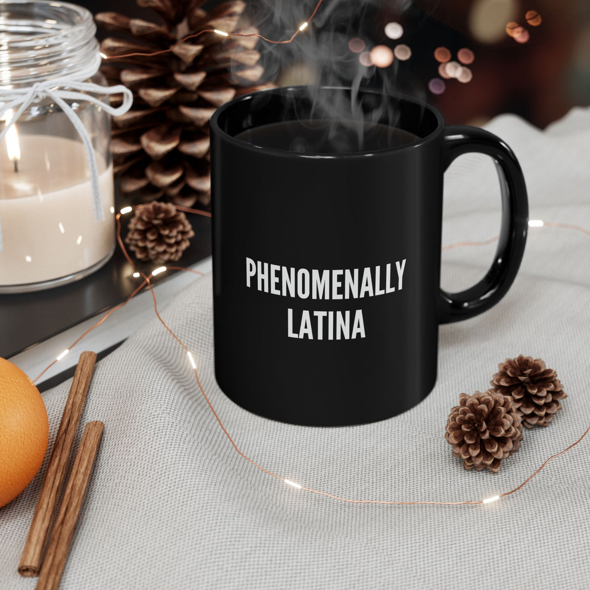 Phenomenally Latina Mug | Black Ceramic Coffee Cup