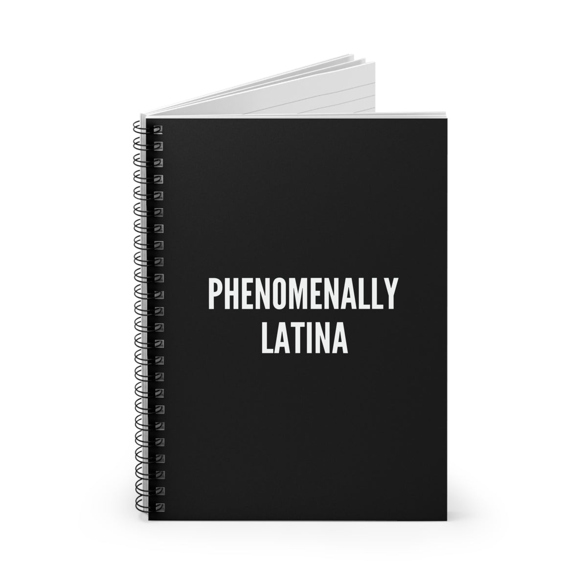 Phenomenally Latina Spiral Notebook | Ruled Lines, Black Cover